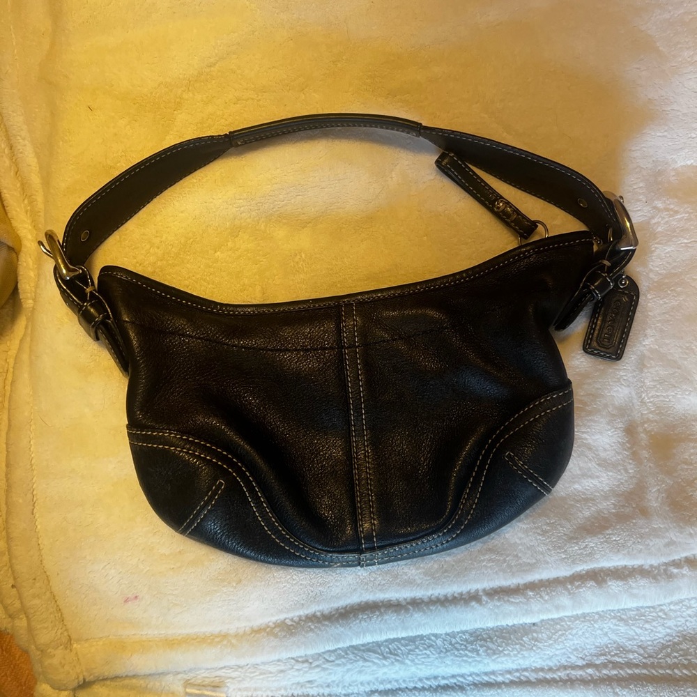 Coach black leather shoulder bag. Used with original dust bag